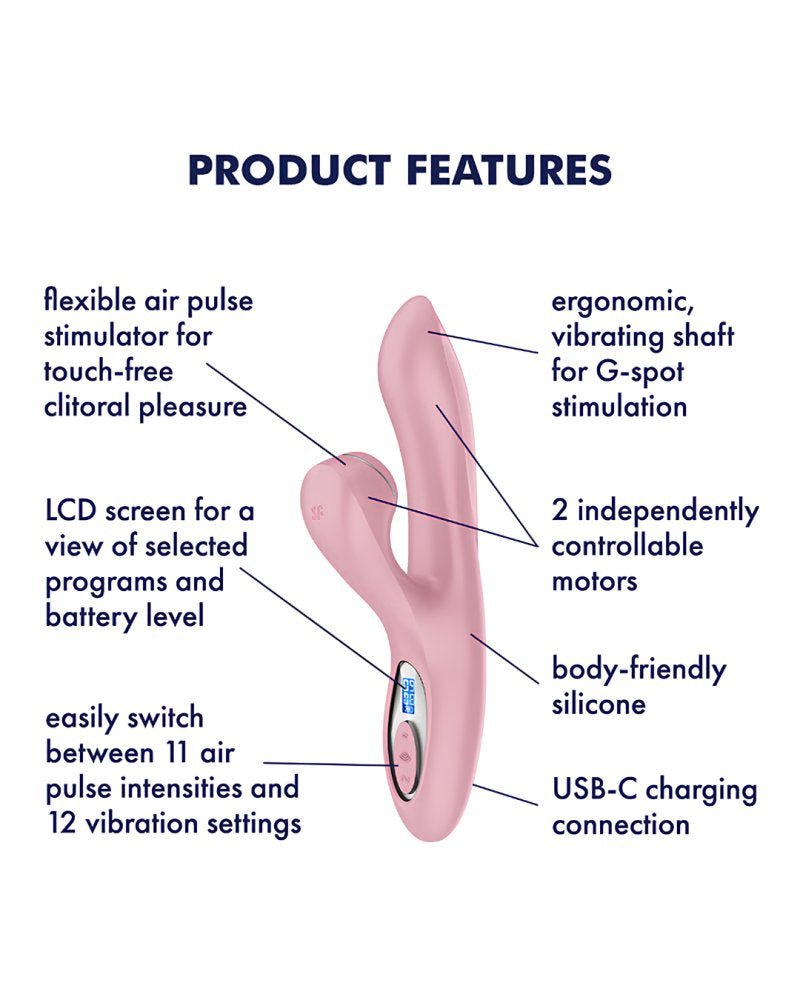 Satisfyer Pro+ Air Pulse G-Spot Vibrator Battery Series Rosa