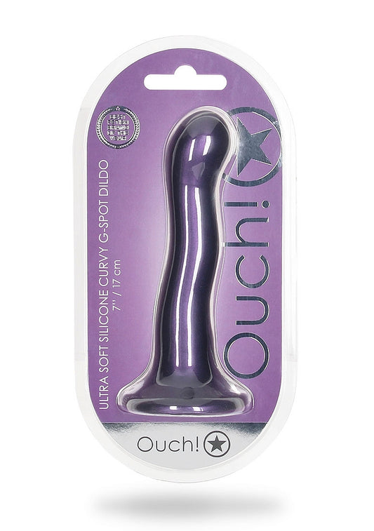 Shots Toys | OUCH! Ultra Soft Curvy G-Spot Dildo - 7" / 17 cm - Metallic Purple