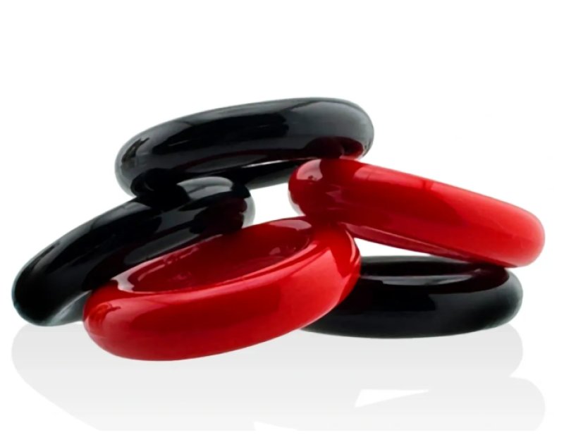 Hunkyjunk Jacker 5-stack Five-pack Tube Super-strong Cockrings Blue/Black