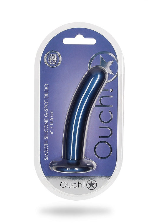 Shots Toys | OUCH! Smooth G-Spot Dildo - 6" / 14.5 cm - Metallic Blue