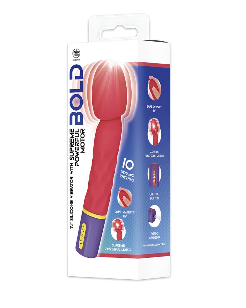 Excellent Power | Bold Around 7" Vibrator With Varicolored Control (Red)