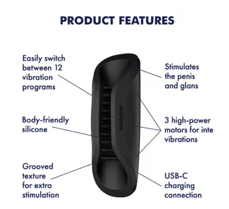 Satisfyer Perfect Grip - Vibrating Masturbator - Black