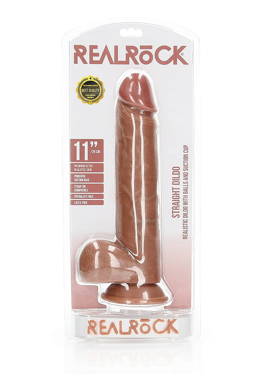Shots Toys | REALROCK - 11" / 28cm Cock with Balls Regular Straight Dildo - Tan