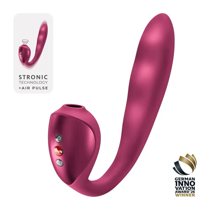 Fun Factory STRONIC PULSE ALLEGRO - Thrusting Vibrator with Air Pulse Stimulator - Wine Red