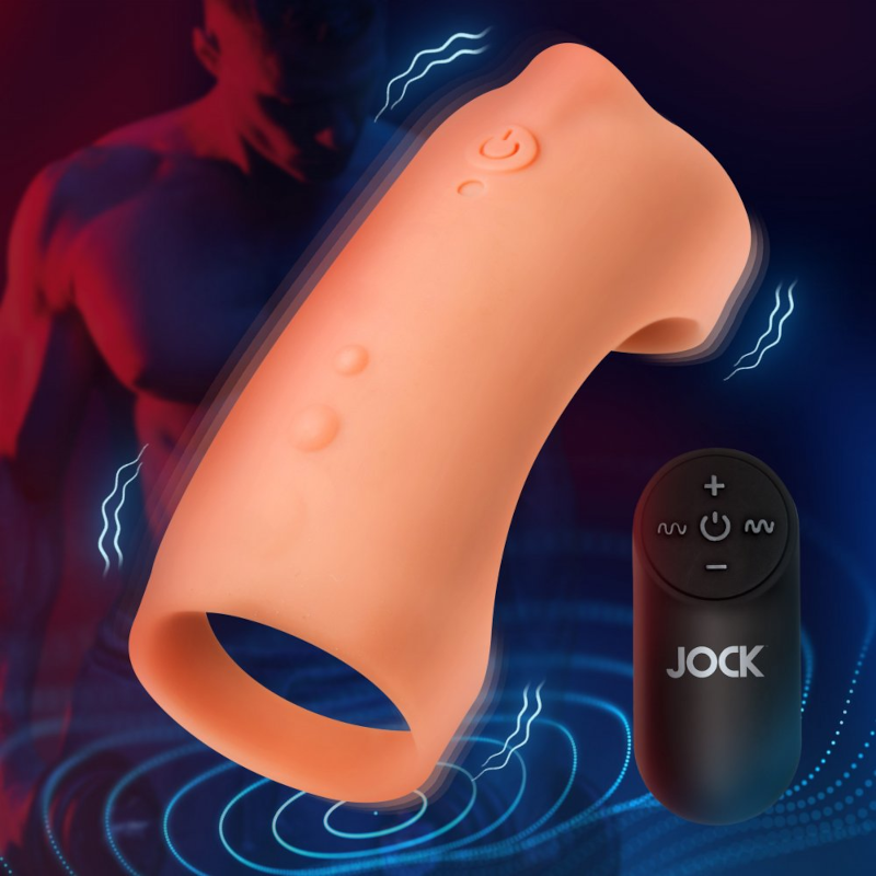 Curve Toys | JOCK Vibrating Silicone Penis Sleeve w Remote Control - Medium