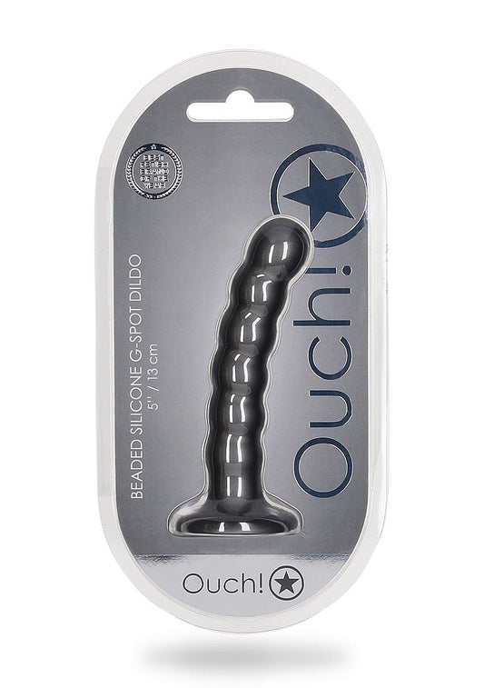 Shots Toys | OUCH! Beaded G-Spot Dildo - 5" / 13 cm - Gun Metal