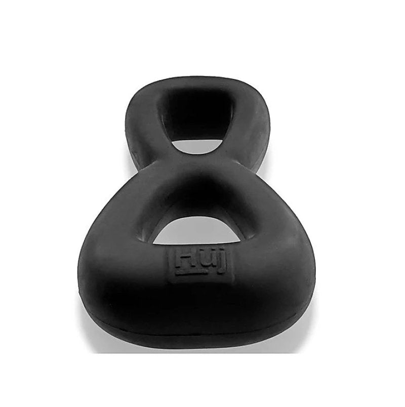 Hunkyjunk Boomerang Double-ring Cockring & Nut-tugger Black Fog