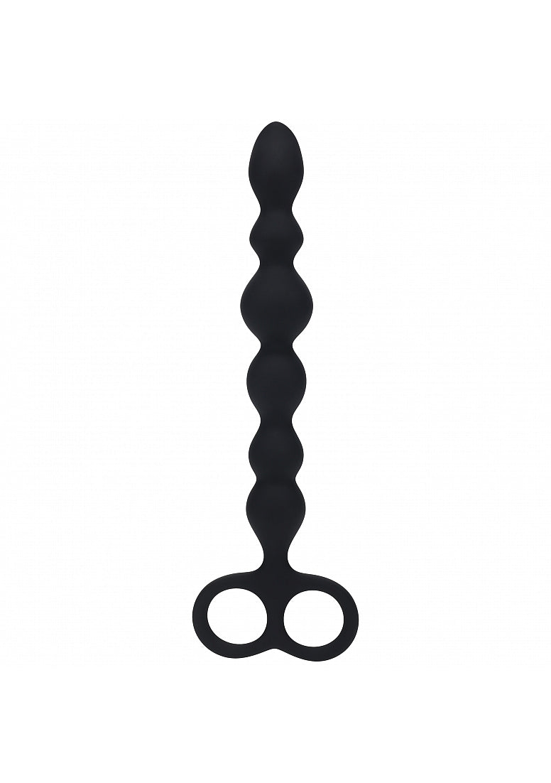Shots Toys | LEVELZ - Beaded Snake Silicone Anal Probe with Double Loop - Black