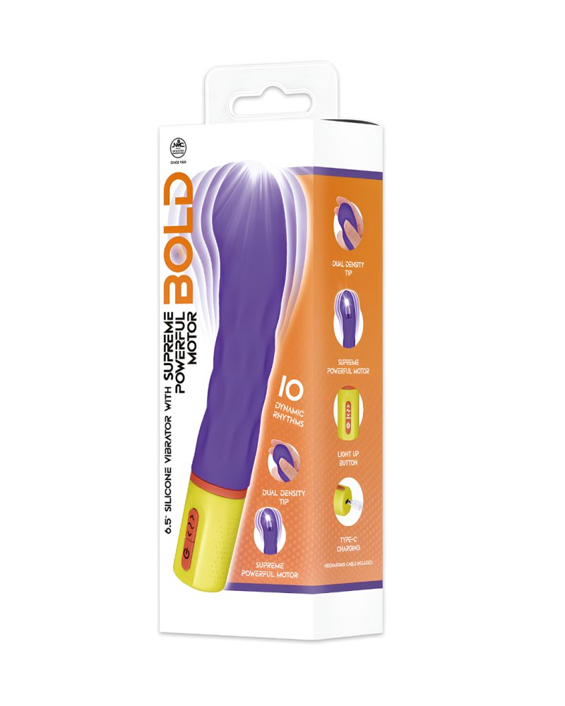 Excellent Power | Bold Around 7" Vibrator With Varicolored Control (Purple)