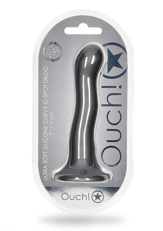 Shots Toys | OUCH! Ultra Soft Curvy G-Spot Dildo - 7" / 17 cm - Gun Metal
