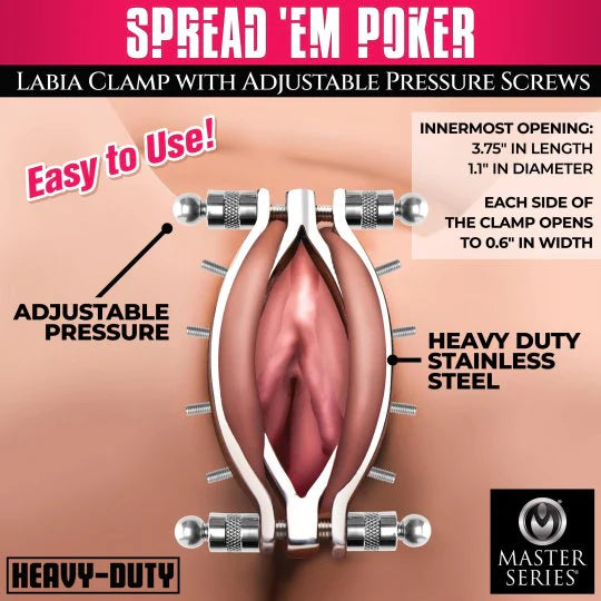 Master Series Spread 'Em Poker Labia Clamp with Adjustable Pressure Screws