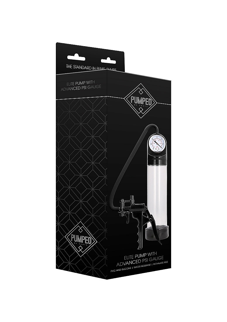 Shots Toys | PUMPED Elite Pump With Advanced PSI Gauge Black Transparent