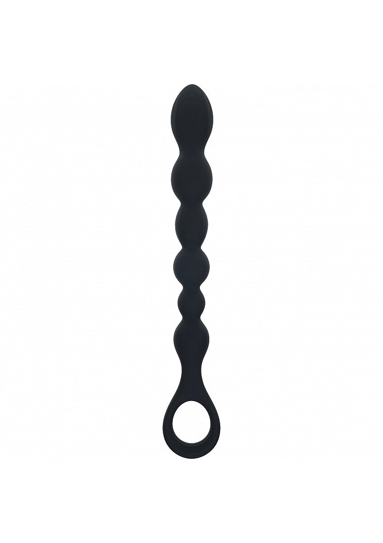 Shots Toys | LEVELZ - Beaded Snake Silicone Anal Probe with Loop - Black