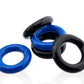 Hunkyjunk Jacker 5-stack Five-pack Tube Super-strong Cockrings Blue/Black