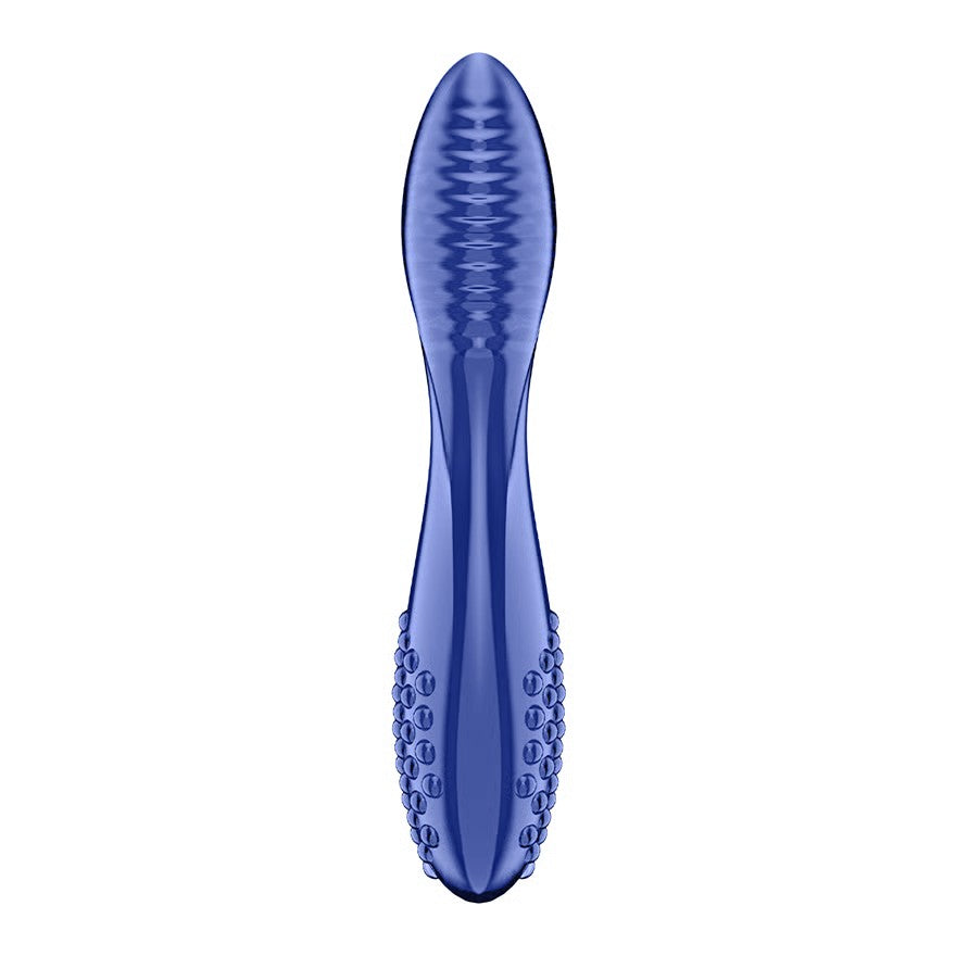 Satisfyer Dazzling Crystal 2 - Blue Glass Double Ended Dildo Hot & Cold Play