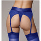 Shots Toys | OUCH! Vibrating Strap-On Thong with Adjustable Garters - Royal Blue - Size XS/S