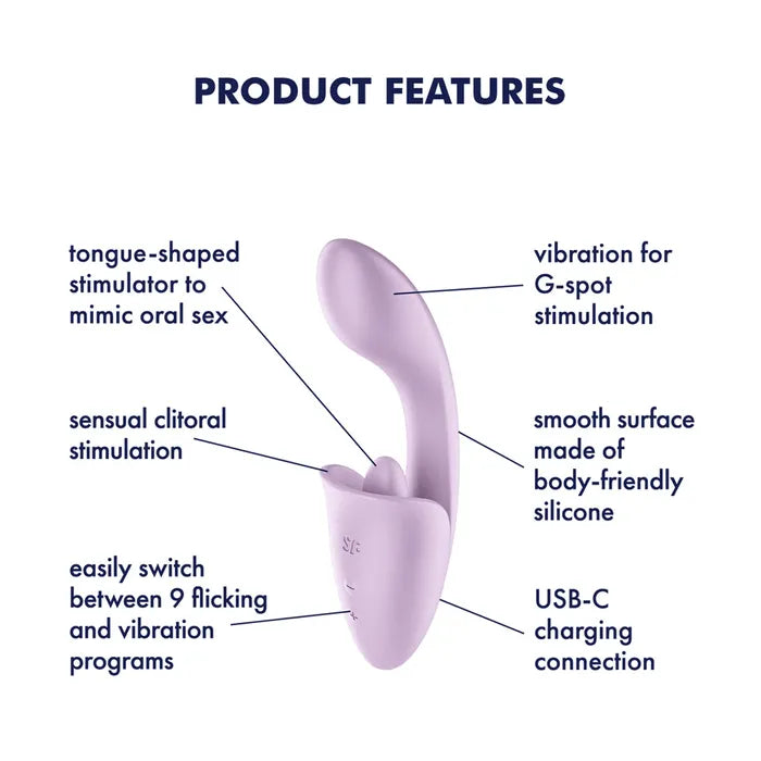Satisfyer Tongue Expert - Violet Clitoral & G-Spot Stimulator Vibrator