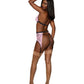 Dreamgirl Flocked Heart Mesh and Lace 3 Piece Garter Set Candy Pink Size OS