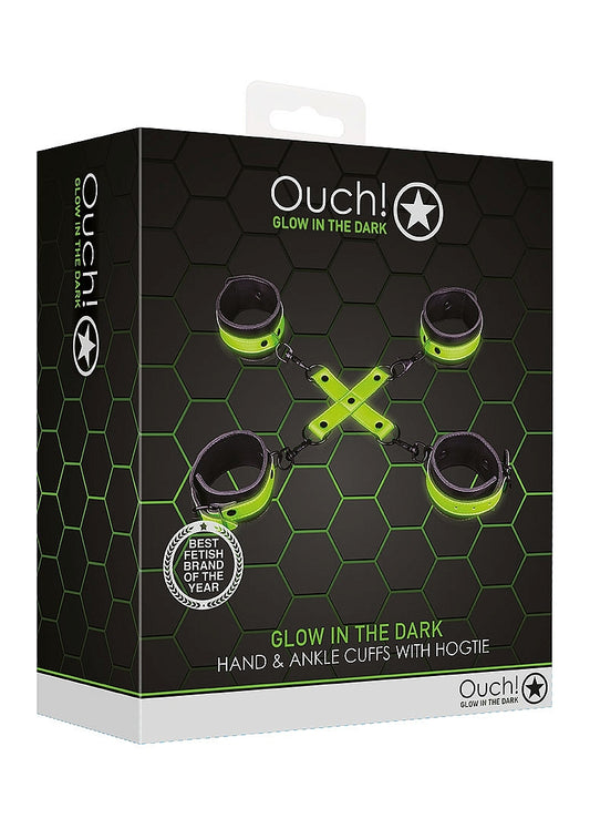 Shots Toys | OUCH! Hand & Ankle Cuffs with Hogtie - Glow in the Dark