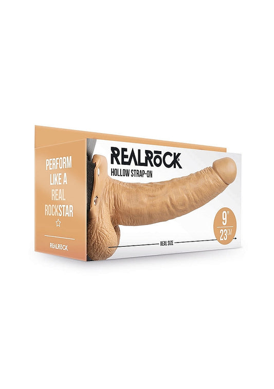Shots Toys | REALROCK Hollow Strap-On with Balls - 9" / 23cm Tan