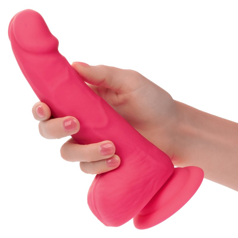 CalExotics Neon Silicone Studs Dildo 6"/15.25 cm - Pink