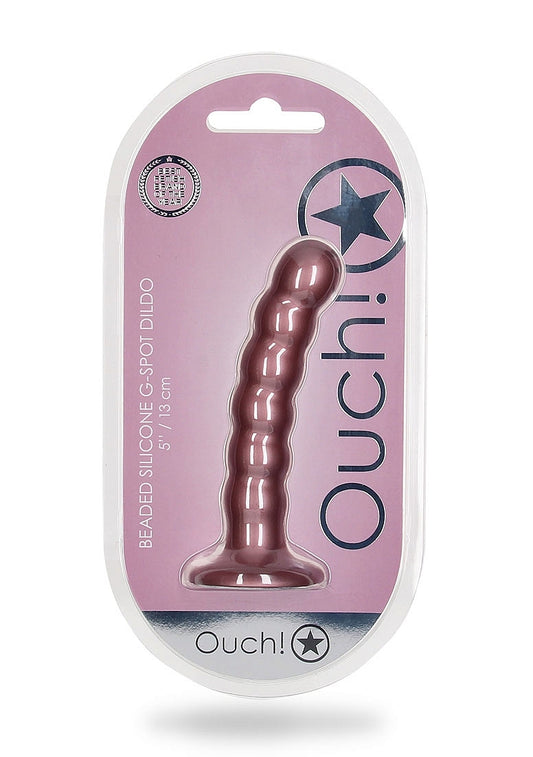 Shots Toys | OUCH! Beaded G-Spot Dildo - 5" / 13 cm - Rose Gold