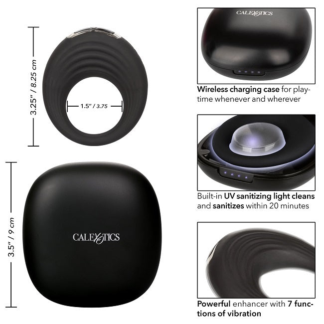 Calexotics MyPod Enhancer Cock Ring Vibrator with UV Sanitizing Light Black
