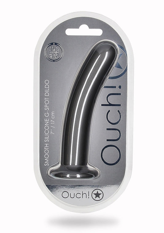 Shots Toys | OUCH! Smooth G-Spot Dildo - 7" / 17 cm - Gun Metal