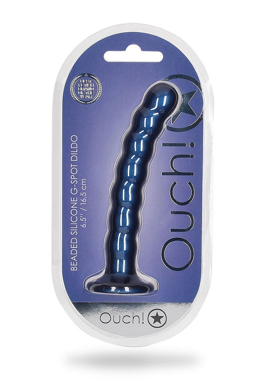 Shots Toys | OUCH! Beaded G-Spot Dildo - 6.5" / 16.5 cm - Metallic Blue