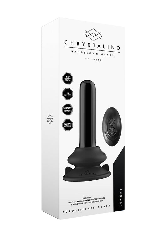 Shots Toys | Chrystalino Thumby - Glass Vibrator w Suction Cup and Remote - Black
