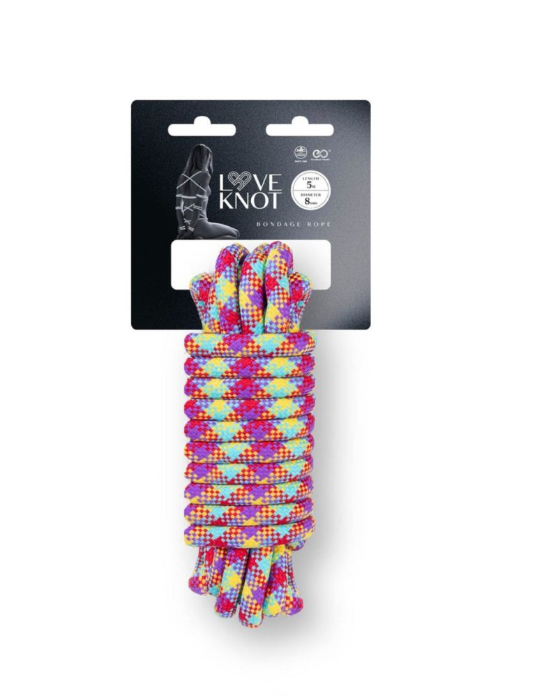 Excellent Power | Love Knot 5m 8mm Thick Polyester Rope - Bright Rainbow