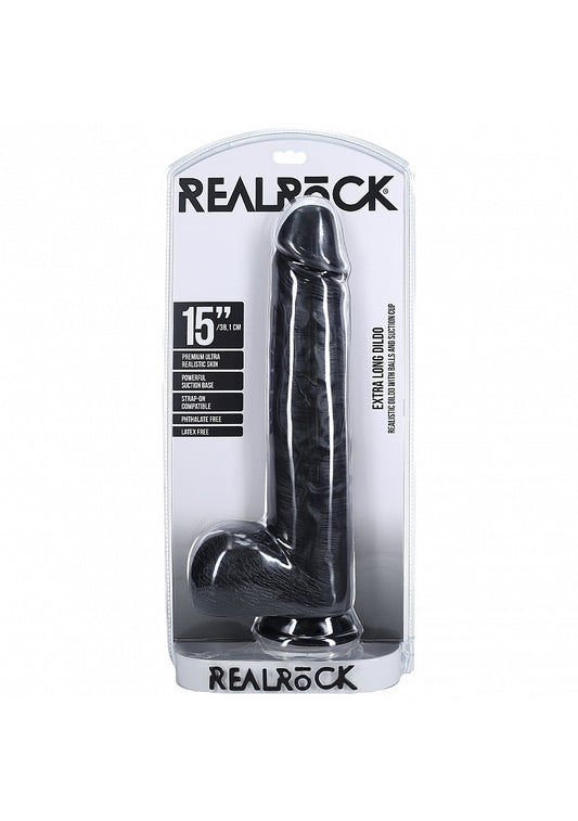 Shots Toys | REALROCK - Realistic Extra Long Dildo with Balls 15" / 38.1cm - Black