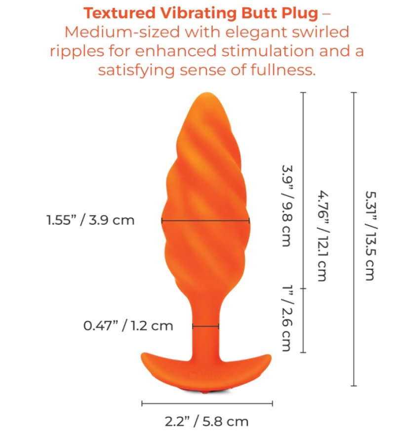 COTR | B-Vibe Swirl Textured Vibrating Plug - Orange