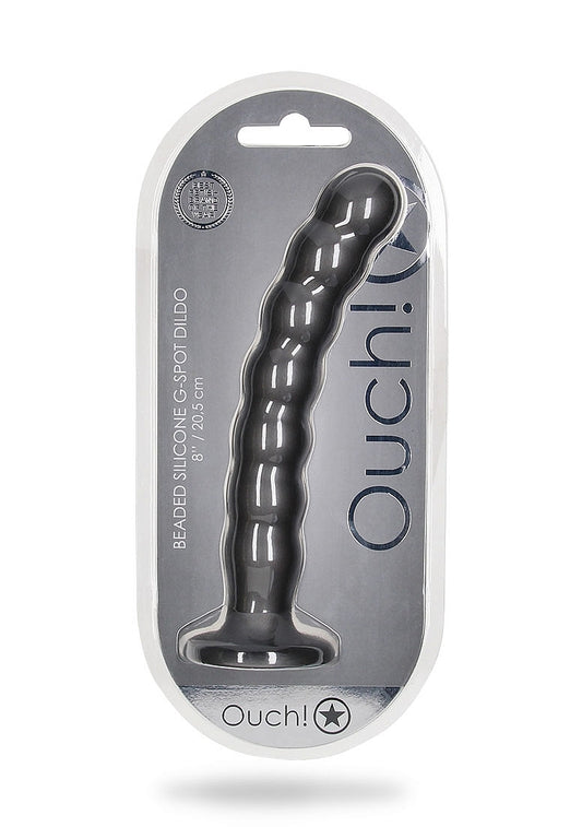 Shots Toys | OUCH! Beaded G-Spot Dildo - 8" / 20.5 cm - Gun Metal