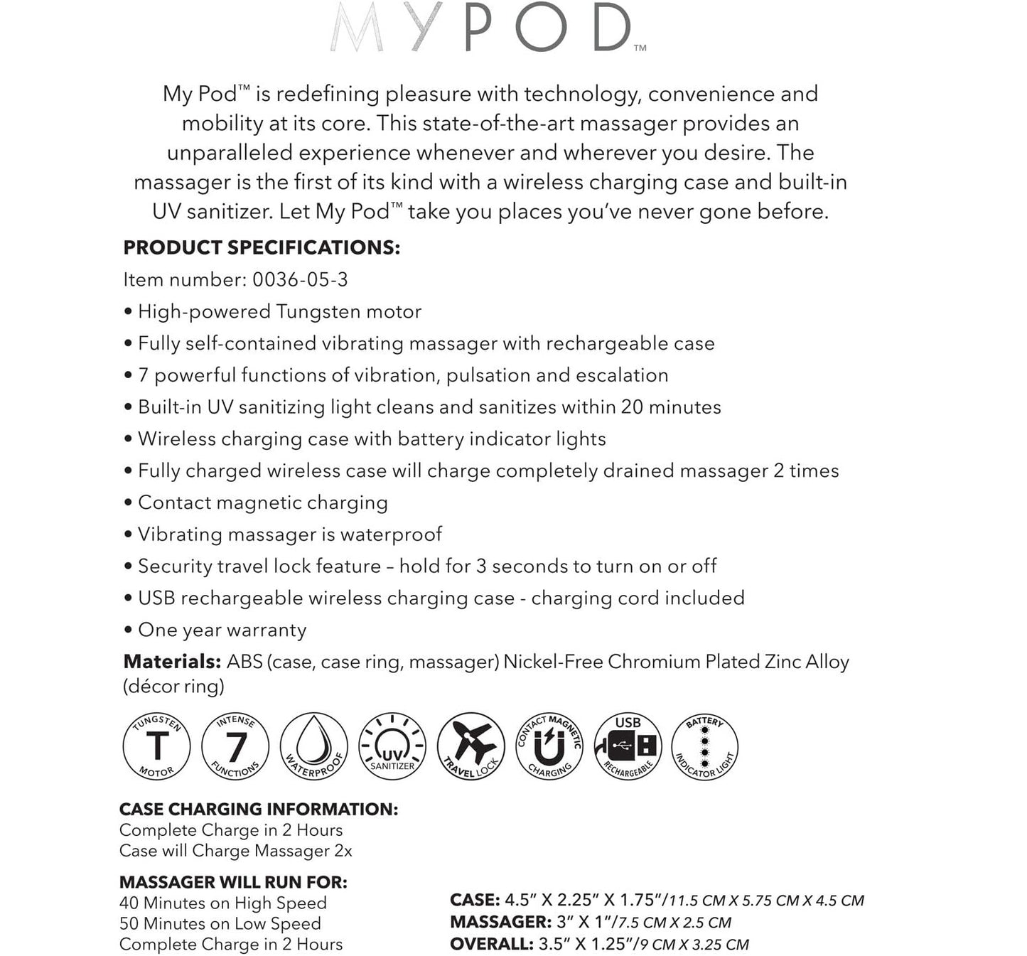 Calexotics MyPod Massager Vibrator with UV Sanitizing Light Black