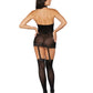 Dreamgirl Sheer Garter Bodystocking with Thigh High Black Size OS