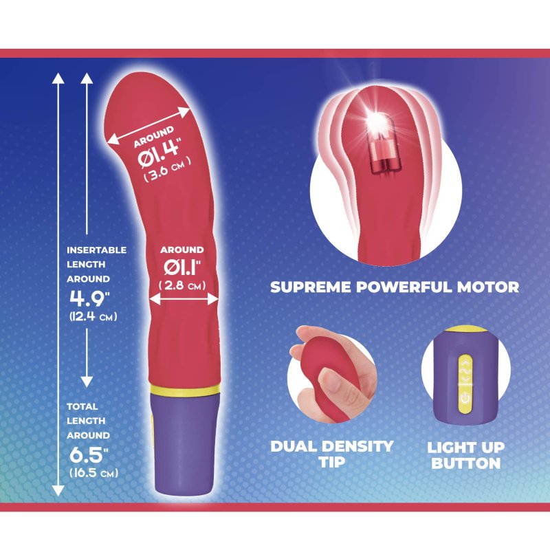 Excellent Power | Bold Around 7" Vibrator With Varicolored Control (Red)
