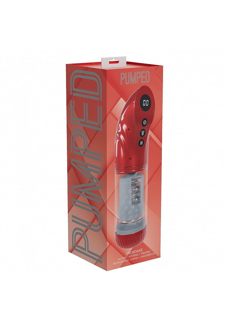 Shots Toys | PUMPED Strokemate - Sucking Rotating Thrusting Auto Masturbator Pump Metallic Red