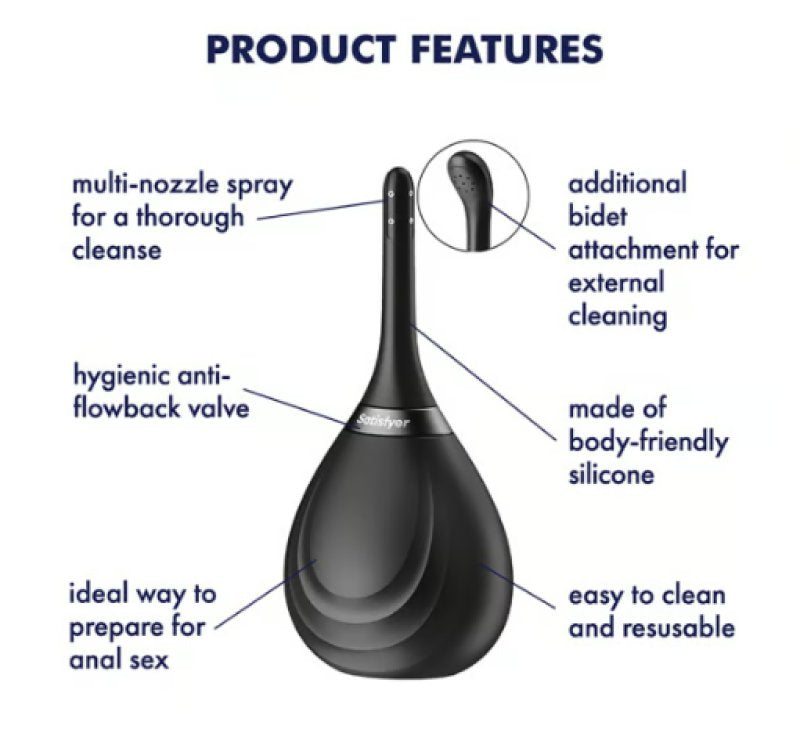 Satisfyer Clean & Play 2-in-1 Anal Douche - Black
