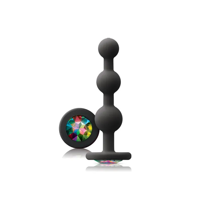 NS Novelties | Glams Ripple - Rainbow Gem - Black 11.4cm Butt Plug with Rainbow Gem Base