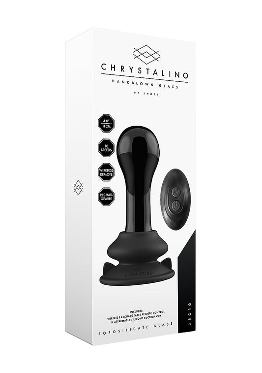 Shots Toys | Chrystalino Globy - Glass Vibrator w Suction Cup and Remote - Black