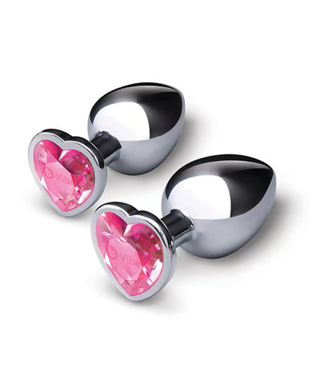 COTR | B-Vibe Jewel Heart Metal Training Set - 2 Piece Metal Butt Plug Set