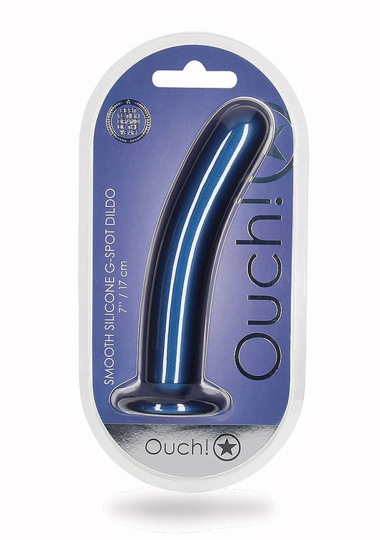 Shots Toys | OUCH! Smooth G-Spot Dildo - 7" / 17 cm - Metallic Blue