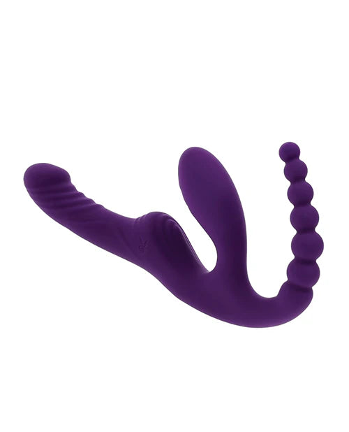 Playboy Pleasure HUG IT OUT Strapless Strap-On Triple Vibrator w Remote