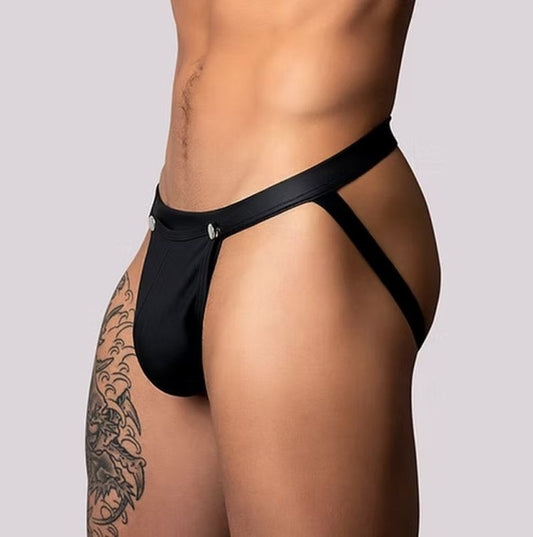 Male Power Snap Off Pouch Jock Black  Size S/M or L/XL