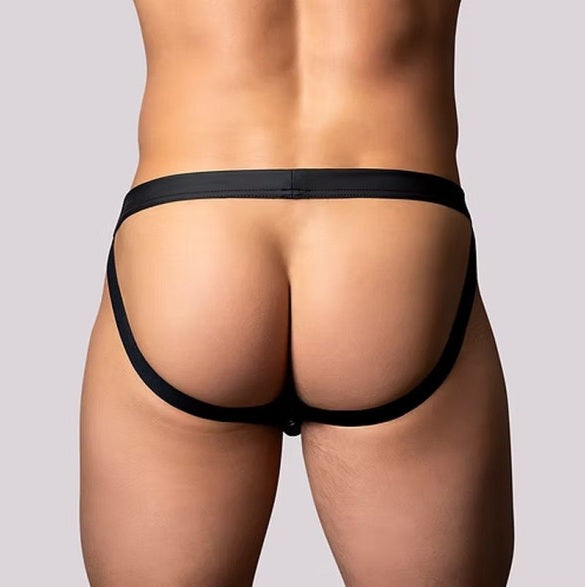 Male Power Snap Off Pouch Jock Black  Size S/M or L/XL