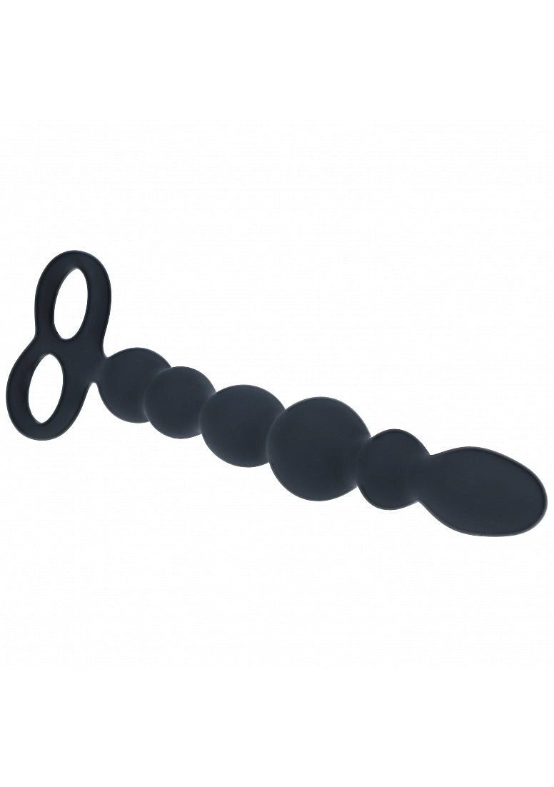 Shots Toys | LEVELZ - Beaded Snake Silicone Anal Probe with Double Loop - Black