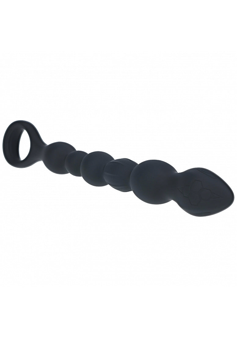 Shots Toys | LEVELZ - Beaded Snake Silicone Anal Probe with Loop - Black