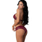 Magic Silk Exposed Juno Burgundy Jewel Two Piece Set - Size S/M or L/XL