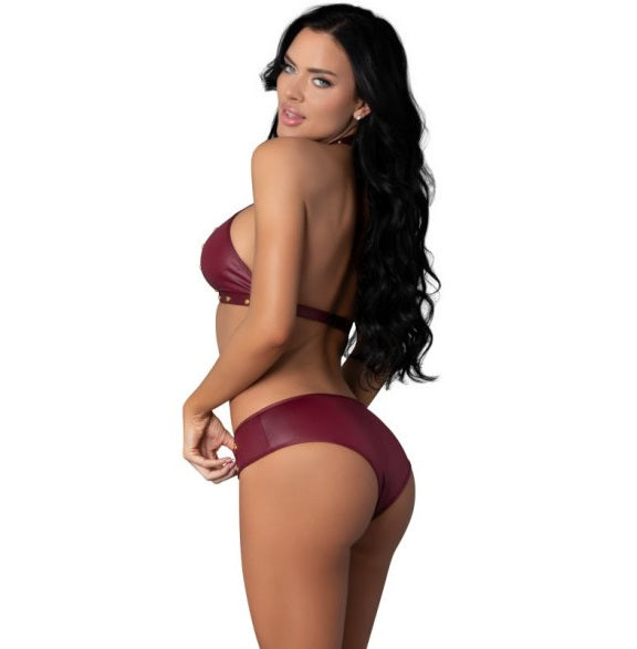 Magic Silk Exposed Juno Burgundy Jewel Two Piece Set - Size S/M or L/XL